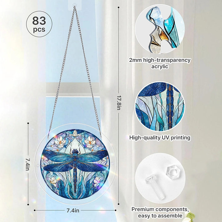 Moonlit Dragonfly Acrylic Puzzle Suncatcher – Glowing Window Art