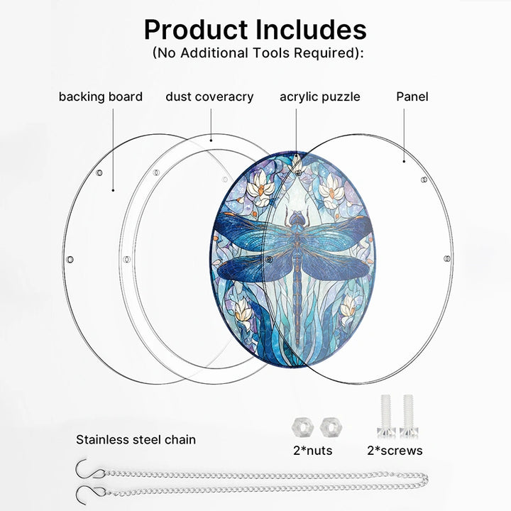 Moonlit Dragonfly Acrylic Puzzle Suncatcher – Glowing Window Art