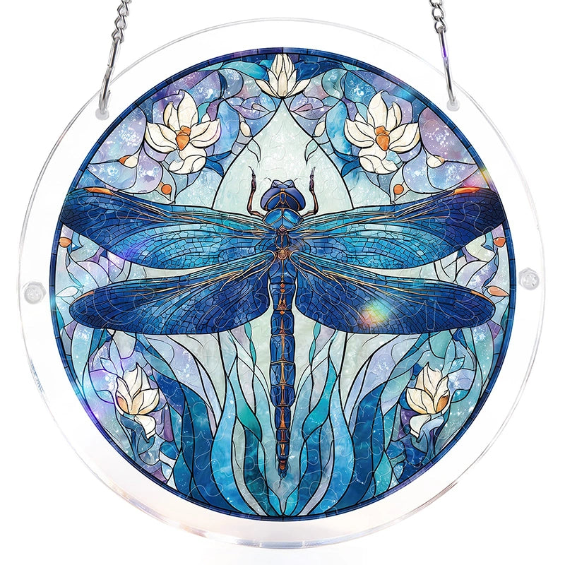 Moonlit Dragonfly Acrylic Puzzle Suncatcher – Glowing Window Art