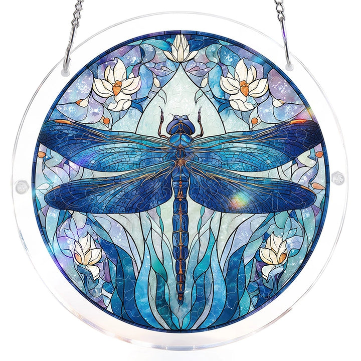 Moonlit Dragonfly Acrylic Puzzle Suncatcher – Glowing Window Art