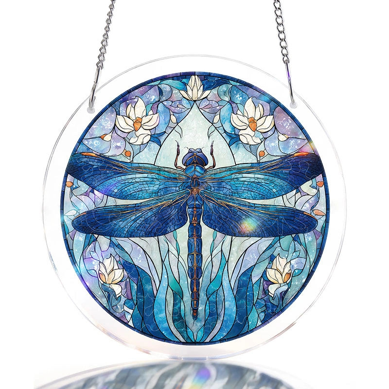 Moonlit Dragonfly Acrylic Suncatcher – Enchanted Night Glow Window Art Decor