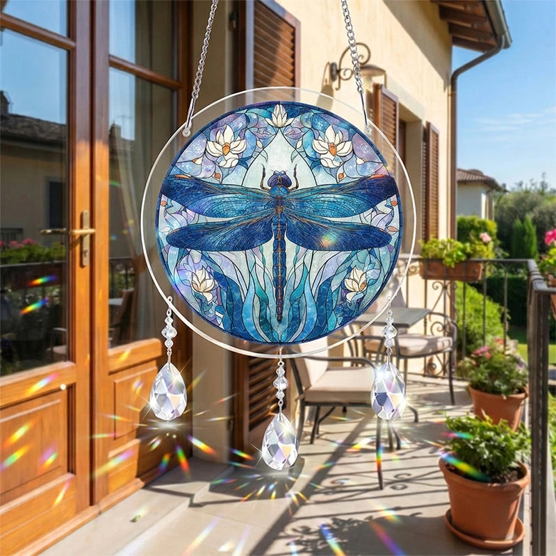 Moonlit Dragonfly Acrylic Suncatcher – Enchanted Night Glow Window Art Decor