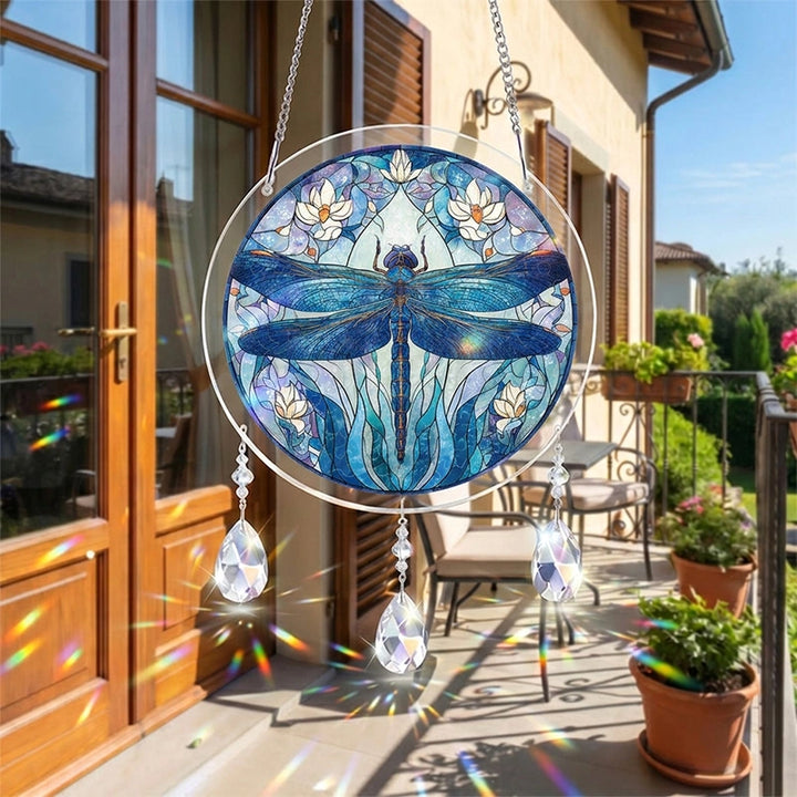Moonlit Dragonfly Acrylic Suncatcher – Enchanted Night Glow Window Art Decor