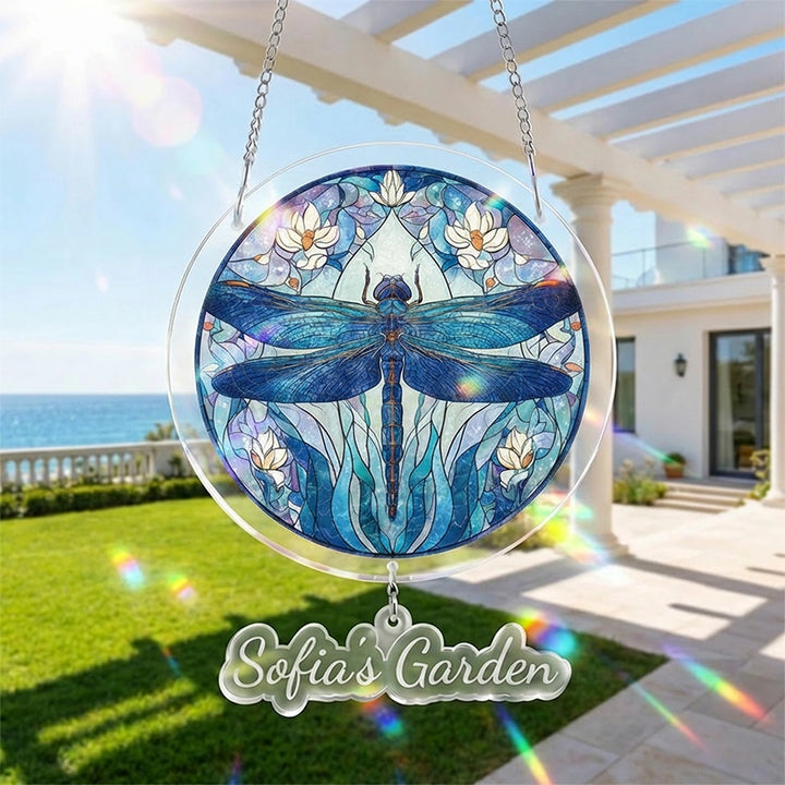 Moonlit Dragonfly Acrylic Suncatcher – Enchanted Night Glow Window Art Decor