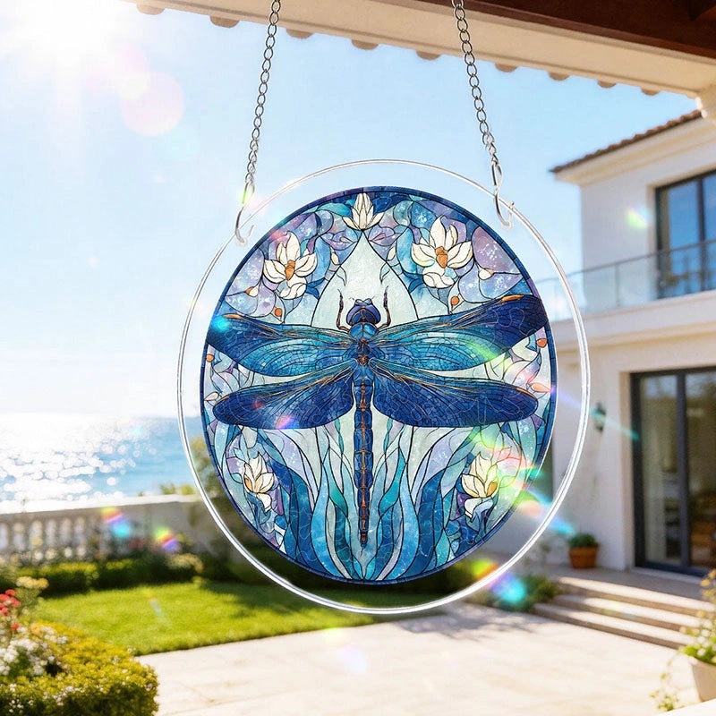 Moonlit Dragonfly Acrylic Suncatcher – Enchanted Night Glow Window Art Decor
