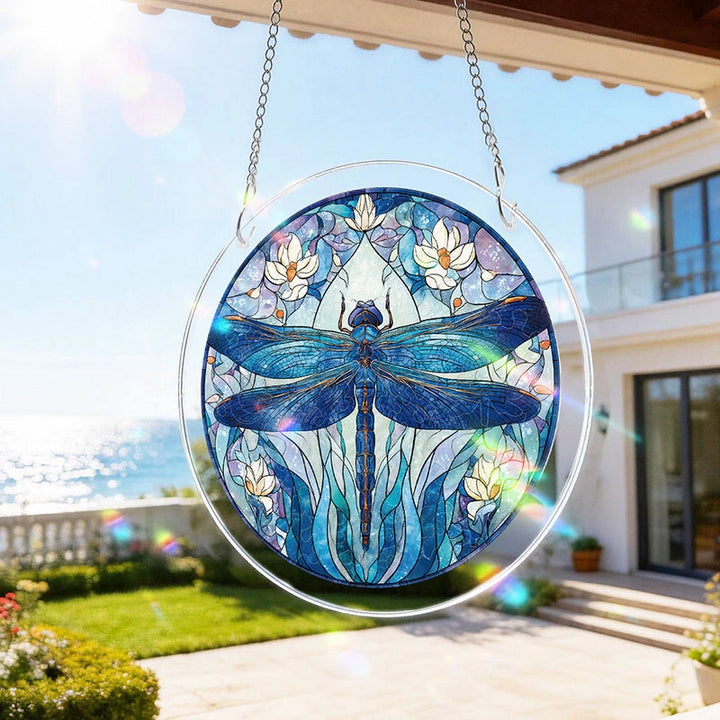 Moonlit Dragonfly Acrylic Suncatcher – Enchanted Night Glow Window Art Decor