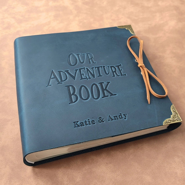 Our Adventure Book Leather Photo Album Scrapbook | Personalized Anniversary Gift for Couples | Custom Wedding Guest Book & Travel Memory Album
