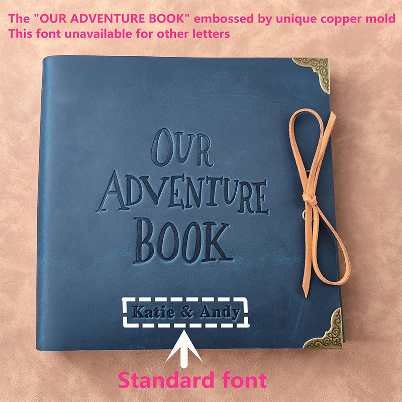 Our Adventure Book Leather Photo Album Scrapbook | Personalized Anniversary Gift for Couples | Custom Wedding Guest Book & Travel Memory Album