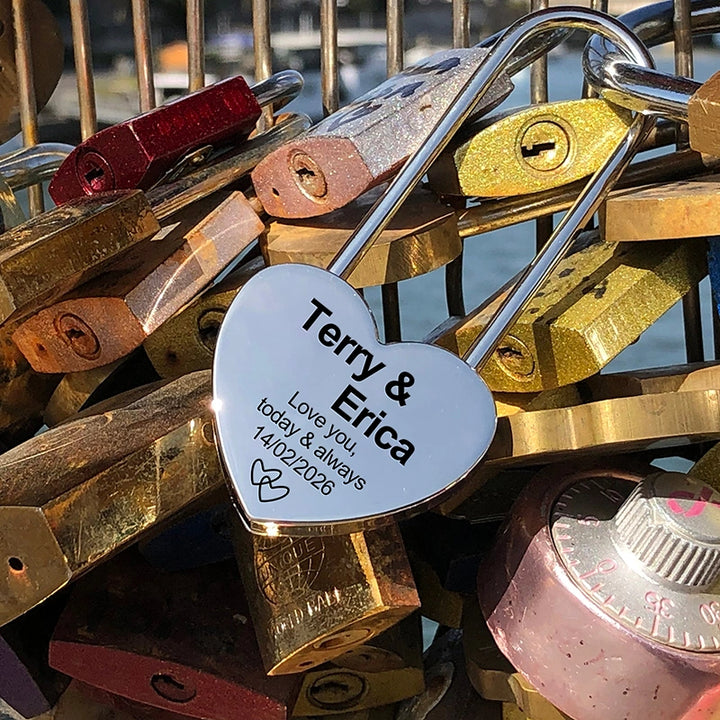 Personalised Love Padlock – Engraved Heart Padlock for Couples, Engagement & Anniversary | Custom Love Lock Inspired by Paris Tradition