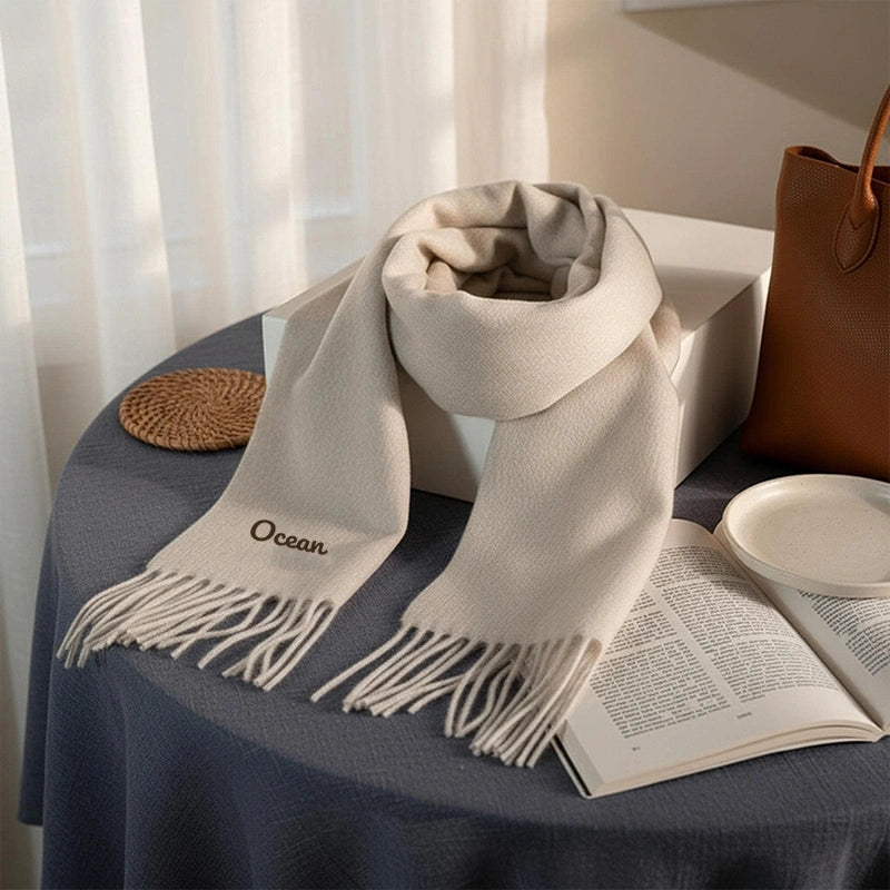 Cachecol de luxo bordado personalizado – Cachecol de inverno personalizado para mulheres, presente de Natal e xale para damas de honra