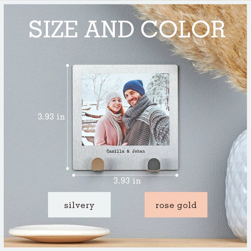Personalised Stainless Steel Couples Photo Key Hook – Custom Photo Key Holder with Adhesive Wall Mount