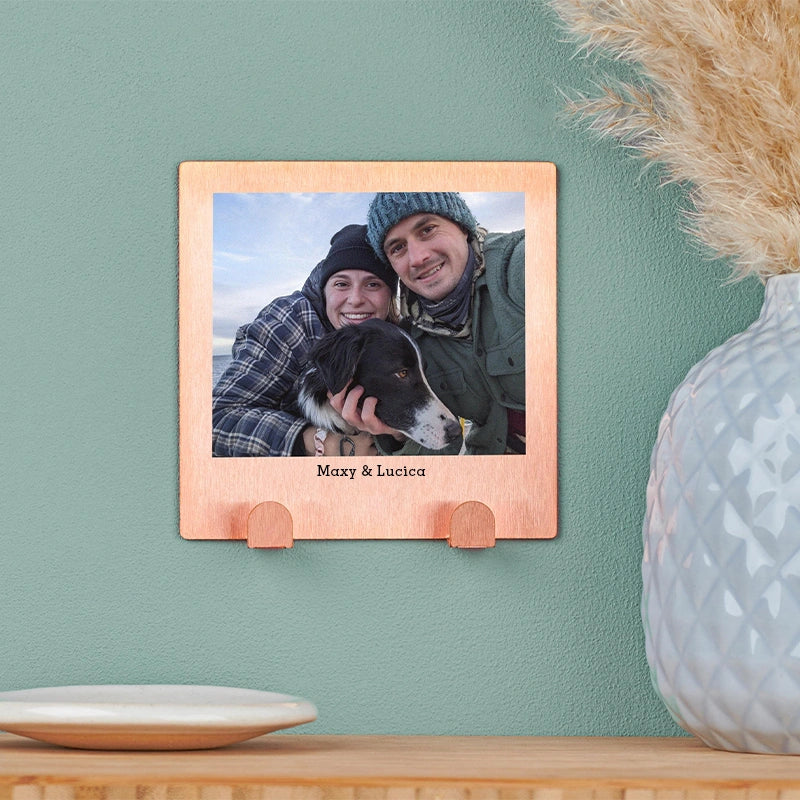 Personalised Stainless Steel Couples Photo Key Hook – Custom Photo Key Holder with Adhesive Wall Mount