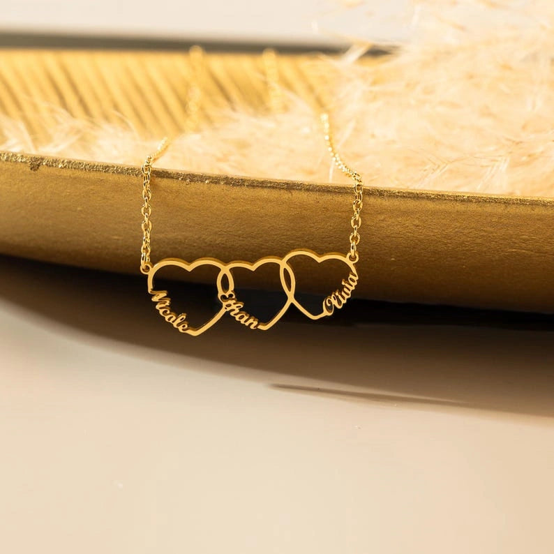 Personalized 1–5 Heart Name Necklace for Mom – Custom Family Names Necklace | Mother’s Day Gift
