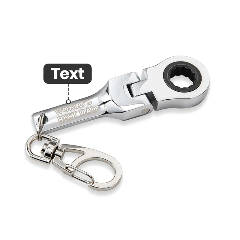 Personalized 10mm Ratchet Wrench Keychain – Engraved Mini Flex Head Tool Keyring for Mechanics & DIY