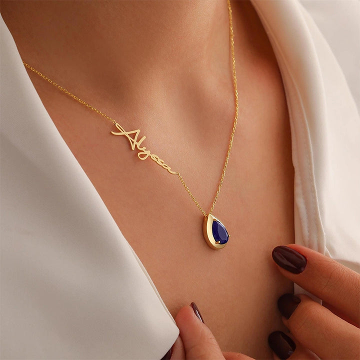 Colar com inicial em formato de bolha personalizada – Pingente com letra personalizada em prata de lei ou ouro 18K