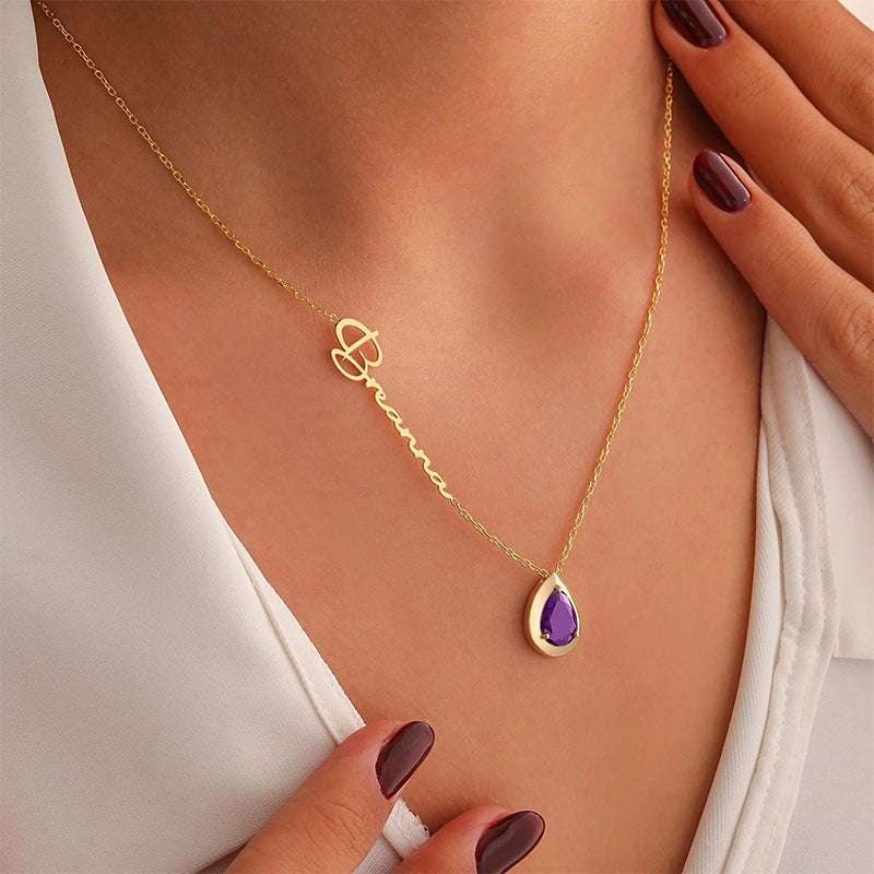 Colar com inicial em formato de bolha personalizada – Pingente com letra personalizada em prata de lei ou ouro 18K