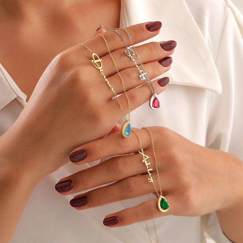 Colar com inicial em formato de bolha personalizada – Pingente com letra personalizada em prata de lei ou ouro 18K