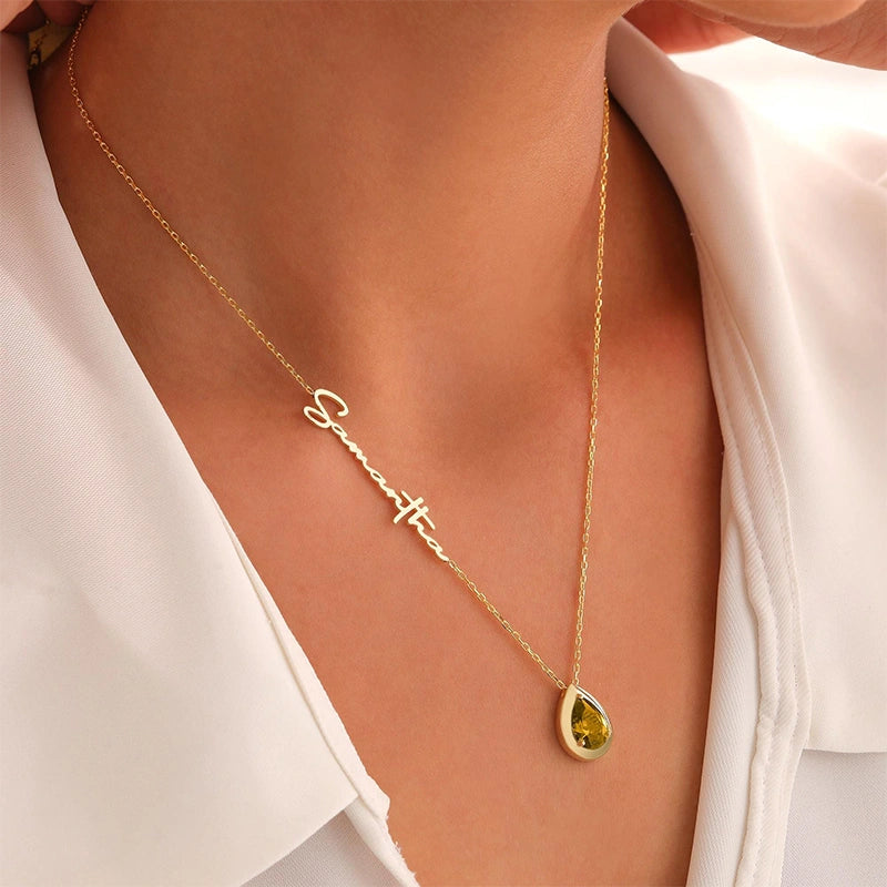 Colar com inicial em formato de bolha personalizada – Pingente com letra personalizada em prata de lei ou ouro 18K