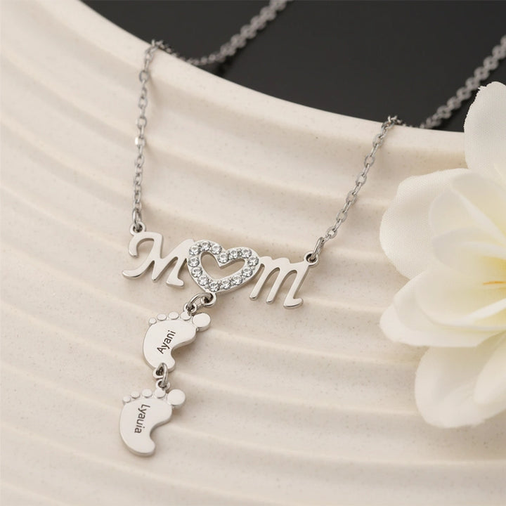 Personalized Baby Feet Name Necklace – Custom Mother’s Day Necklace for Mom