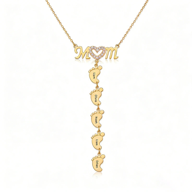 Personalized Baby Feet Name Necklace – Custom Mother’s Day Necklace for Mom