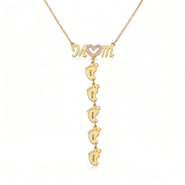 Personalized Baby Feet Name Necklace – Custom Mother’s Day Necklace for Mom