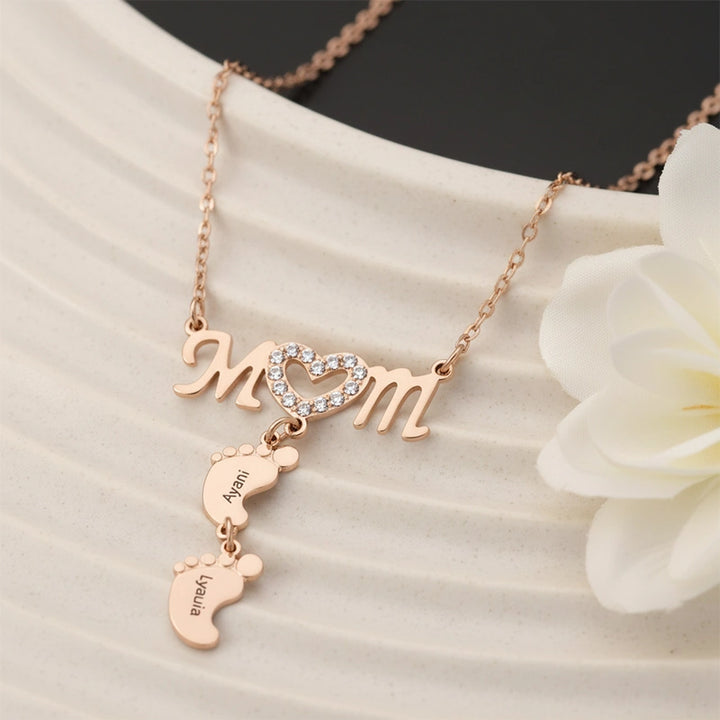 Personalized Baby Feet Name Necklace – Custom Mother’s Day Necklace for Mom