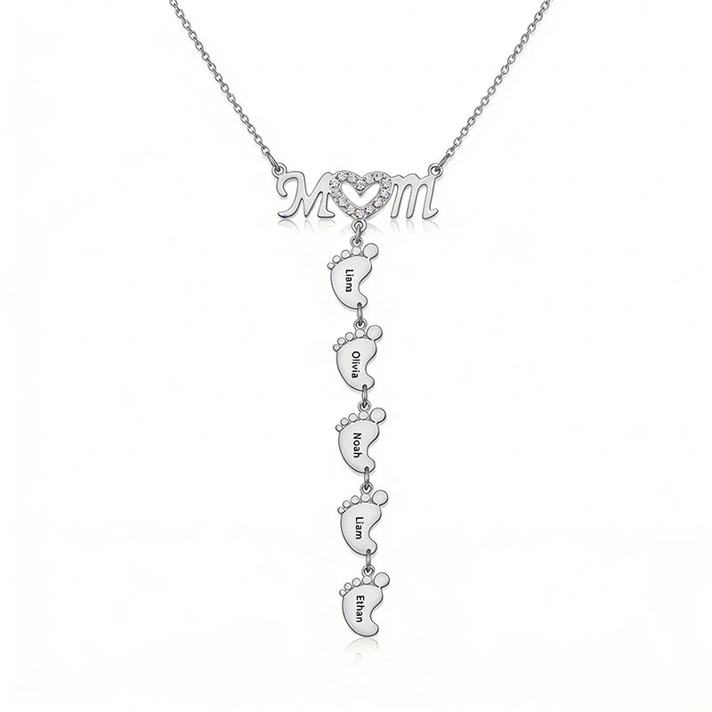 Personalized Baby Feet Name Necklace – Custom Mother’s Day Necklace for Mom