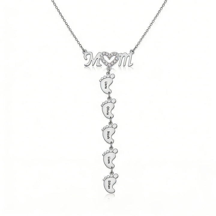 Personalized Baby Feet Name Necklace – Custom Mother’s Day Necklace for Mom