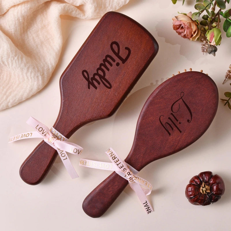 Personalized Bamboo Comb – Custom Engraved Bridesmaid Hair Comb, Bridal Party Gift, Wedding Favors, Wooden Comb with Name for Mom & Her