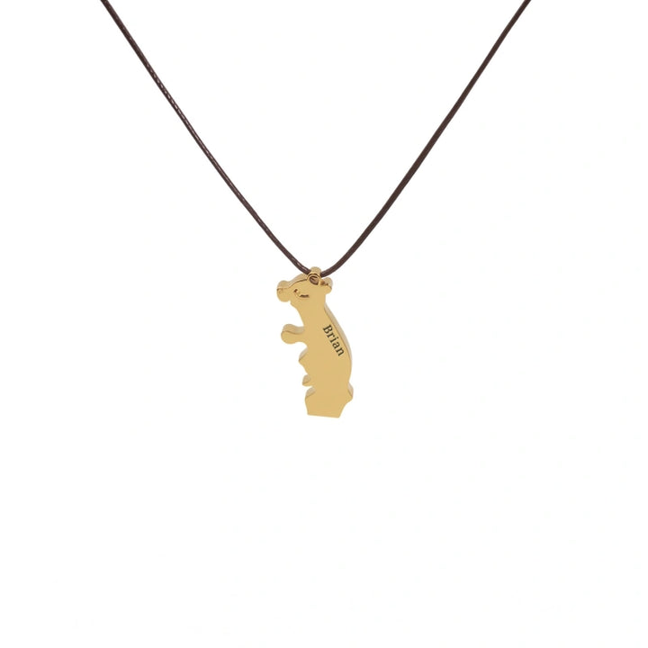 Personalized Bear Family Necklace – Custom Mom Necklace with Kids Names, Engraved Heart Pendant Gift