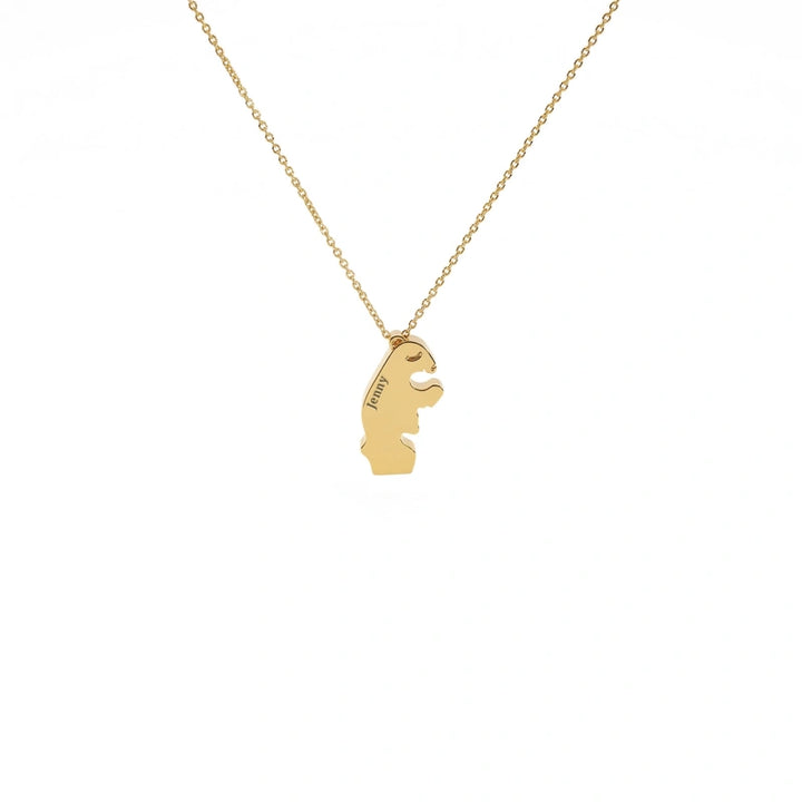 Personalized Bear Family Necklace – Custom Mom Necklace with Kids Names, Engraved Heart Pendant Gift