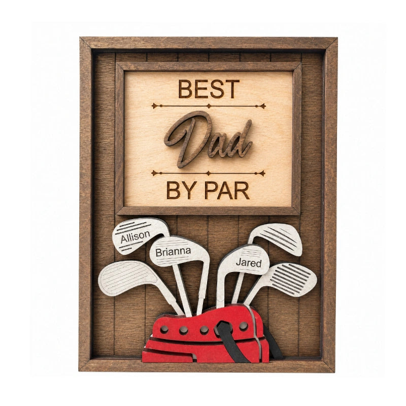 Personalized “Best Dad by Par” Golf Sign – Custom Name Gift for Dad, Grandpa & Golf Lovers