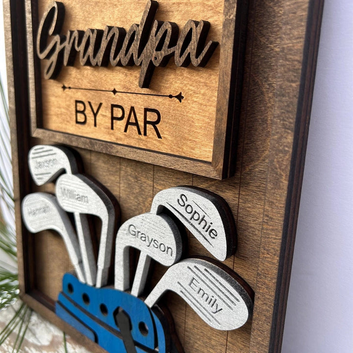 Personalized “Best Dad by Par” Golf Sign – Custom Name Gift for Dad, Grandpa & Golf Lovers