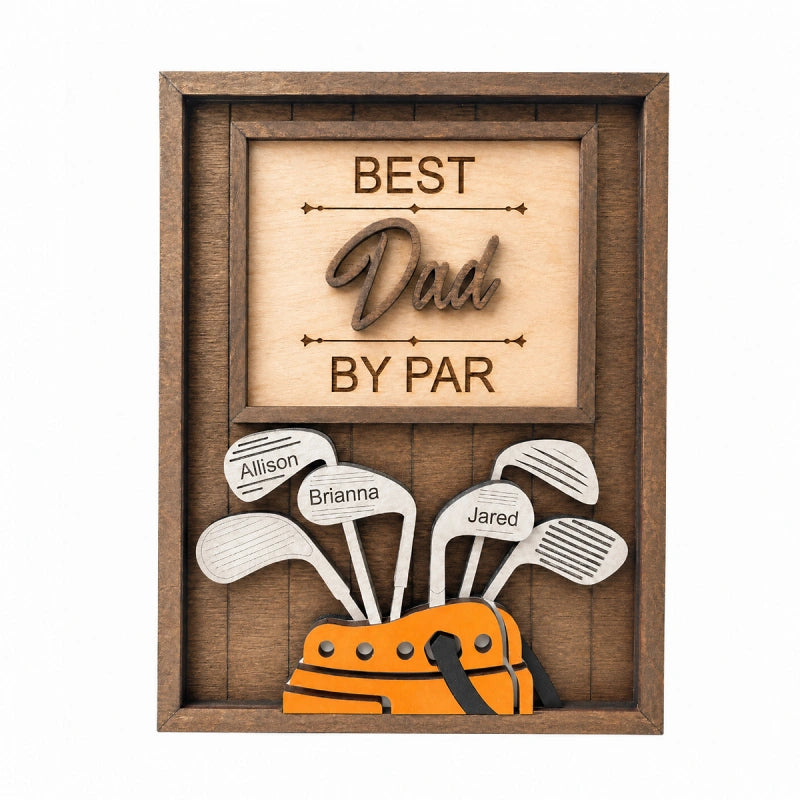 Personalized “Best Dad by Par” Golf Sign – Custom Name Gift for Dad, Grandpa & Golf Lovers