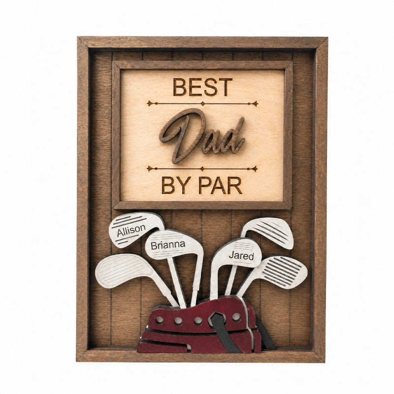 Personalized “Best Dad by Par” Golf Sign – Custom Name Gift for Dad, Grandpa & Golf Lovers