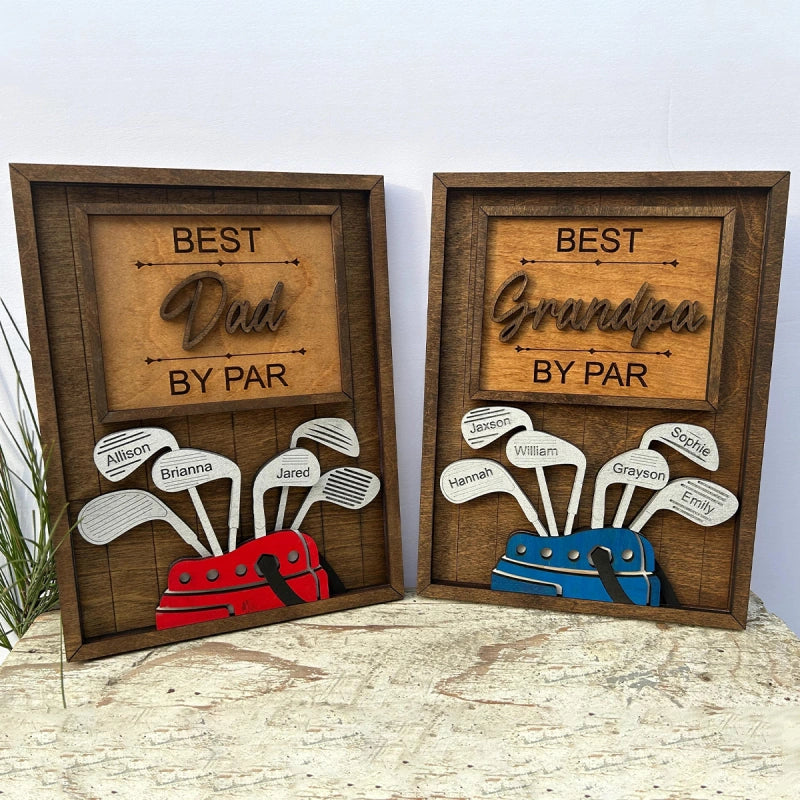 Personalized “Best Dad by Par” Golf Sign – Custom Name Gift for Dad, Grandpa & Golf Lovers
