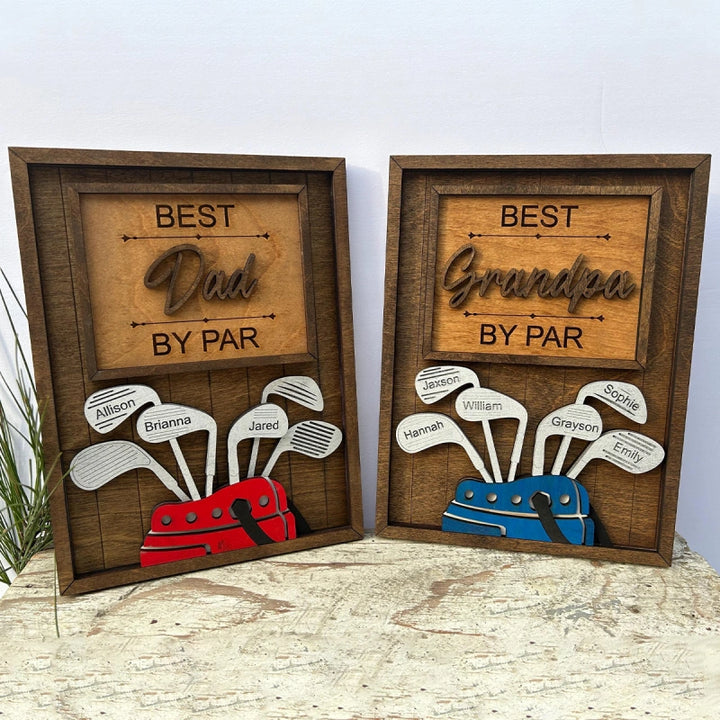 Personalized “Best Dad by Par” Golf Sign – Custom Name Gift for Dad, Grandpa & Golf Lovers