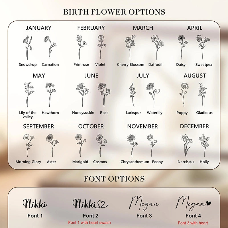 Caixa de joias personalizada em nogueira preta com a flor de nascimento – Presente personalizado para a mãe, madrinhas ou para ela.