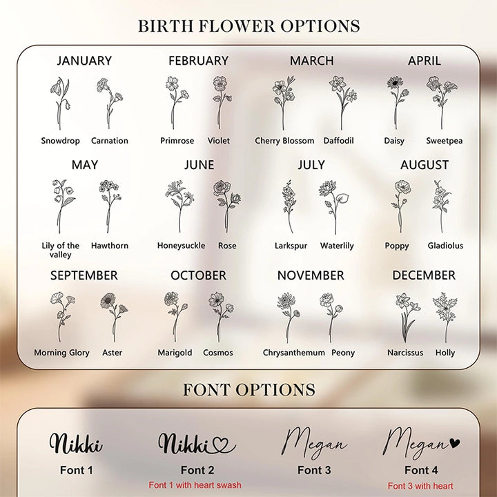 Caixa de joias personalizada em nogueira preta com a flor de nascimento – Presente personalizado para a mãe, madrinhas ou para ela.