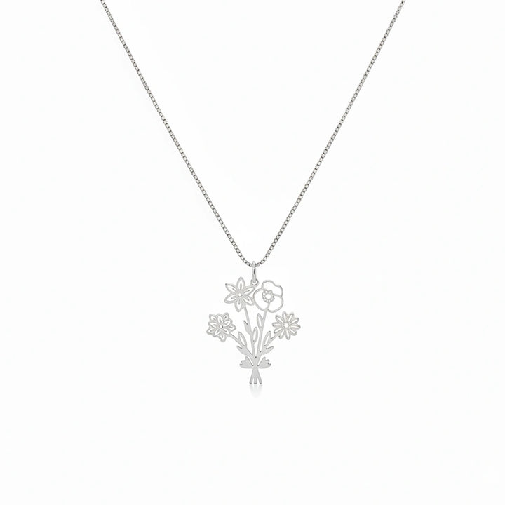 Personalized Birth Flower Bouquet Necklace – Custom Family Birth Flower Necklace for Mom