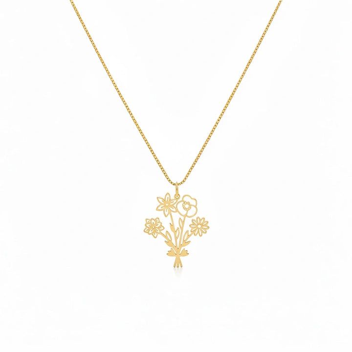 Personalized Birth Flower Bouquet Necklace – Custom Family Birth Flower Necklace for Mom