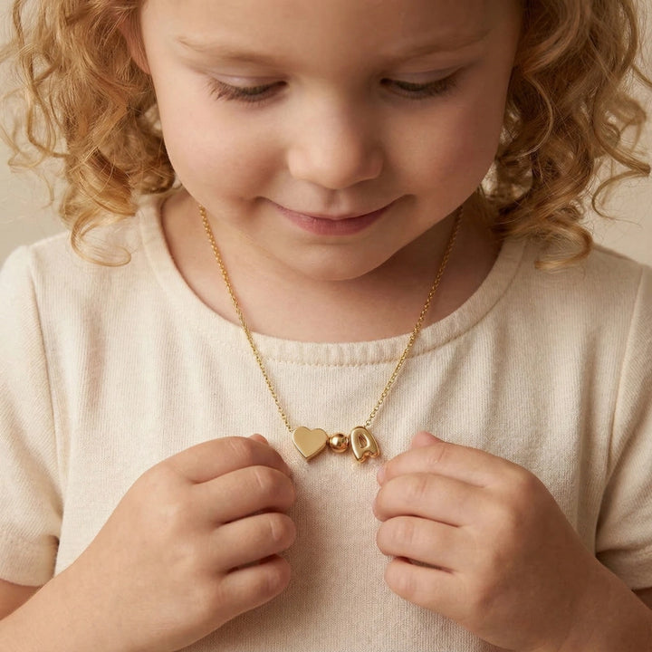 Personalized Bubble Letter Necklace – 14K Gold Initial Necklace for Women | Custom Name Jewelry