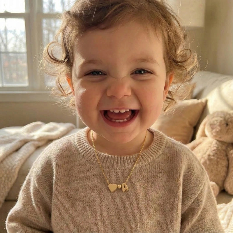 Personalized Bubble Letter Necklace – 14K Gold Initial Necklace for Women | Custom Name Jewelry