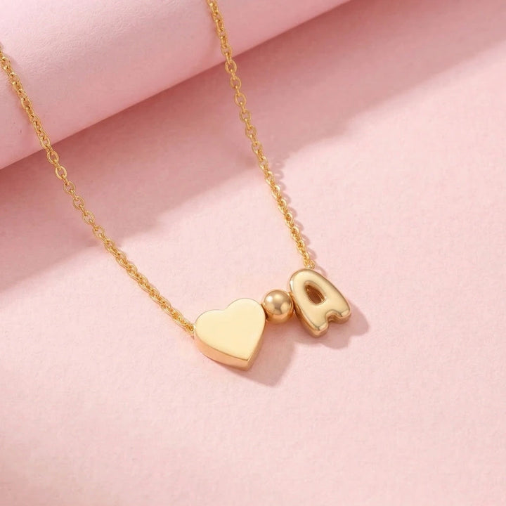 Personalized Bubble Letter Necklace – 14K Gold Initial Necklace for Women | Custom Name Jewelry