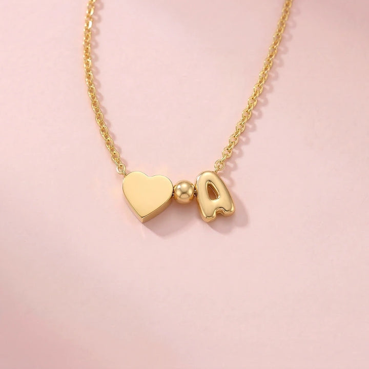 Personalized Bubble Letter Necklace – 14K Gold Initial Necklace for Women | Custom Name Jewelry