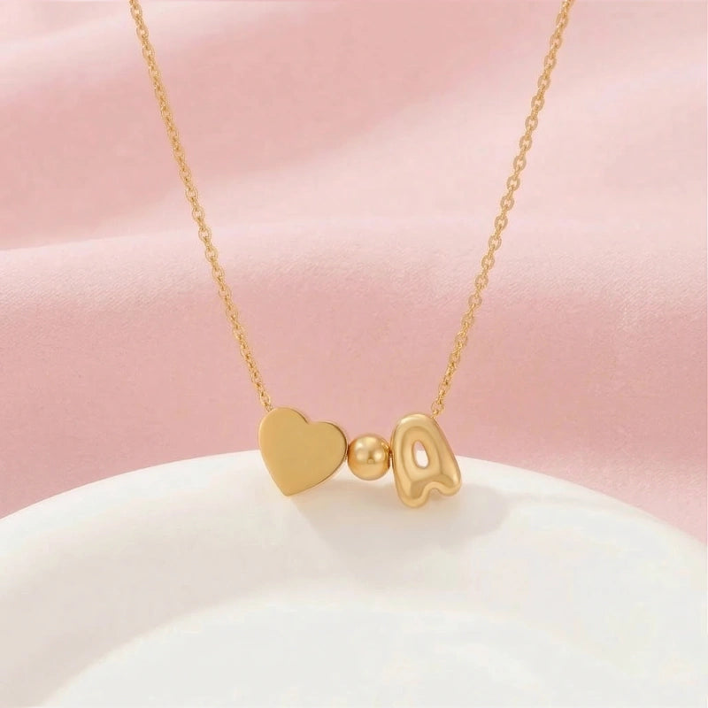 Personalized Bubble Letter Necklace – 14K Gold Initial Necklace for Women | Custom Name Jewelry