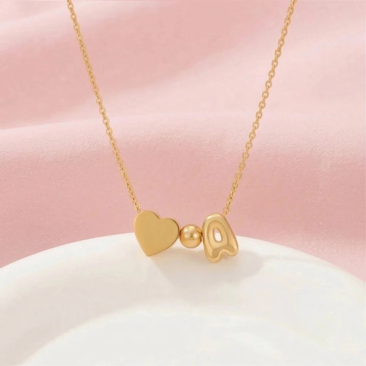 Personalized Bubble Letter Necklace – 14K Gold Initial Necklace for Women | Custom Name Jewelry