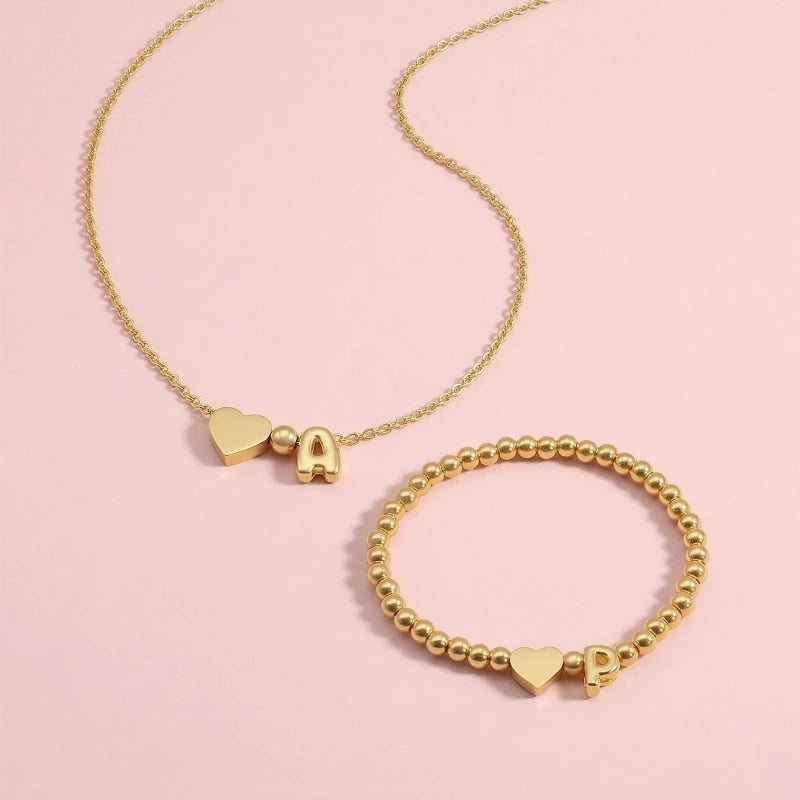 Personalized Bubble Letter Necklace – 14K Gold Initial Necklace for Women | Custom Name Jewelry