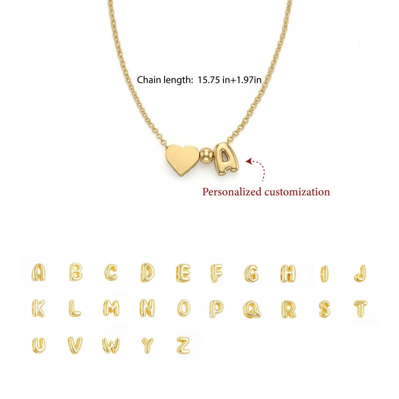 Personalized Bubble Letter Necklace – 14K Gold Initial Necklace for Women | Custom Name Jewelry