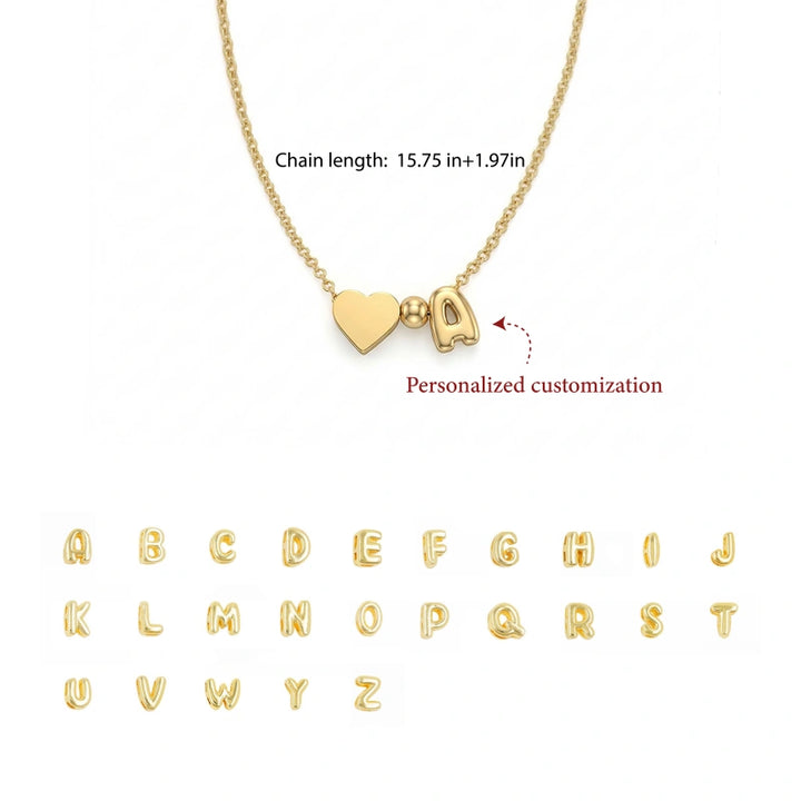 Personalized Bubble Letter Necklace – 14K Gold Initial Necklace for Women | Custom Name Jewelry